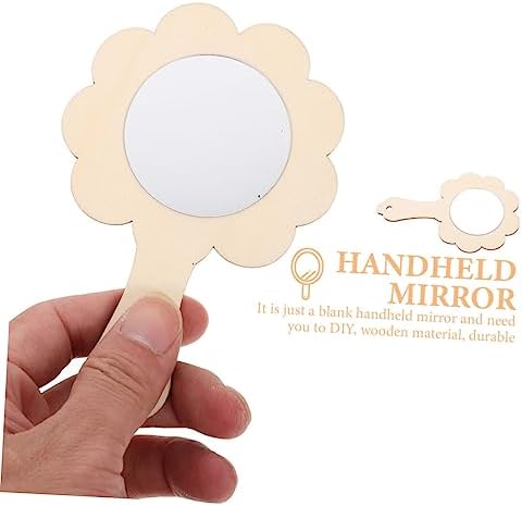 Angoily 5pcs Wooden Mirror Set for Kids Handmade DIY Craft
