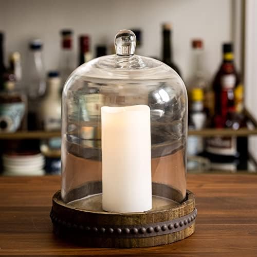 Stonebriar 9 Inch Clear Glass Dome Cloche with Wood Base