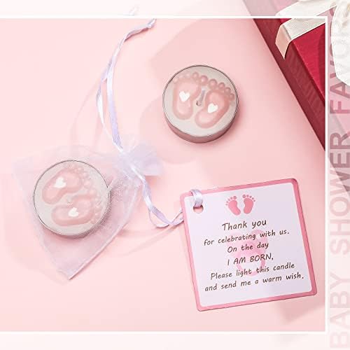 Treela 20 Sets Baby Shower Tea Lights with Organza Bags