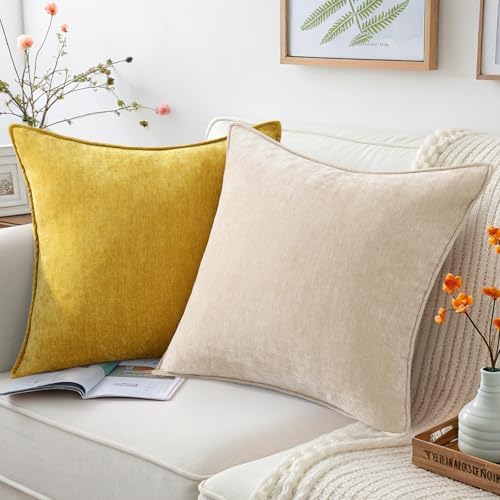 decorUhome 18x18 Throw Pillow Covers Set of 2 Beige