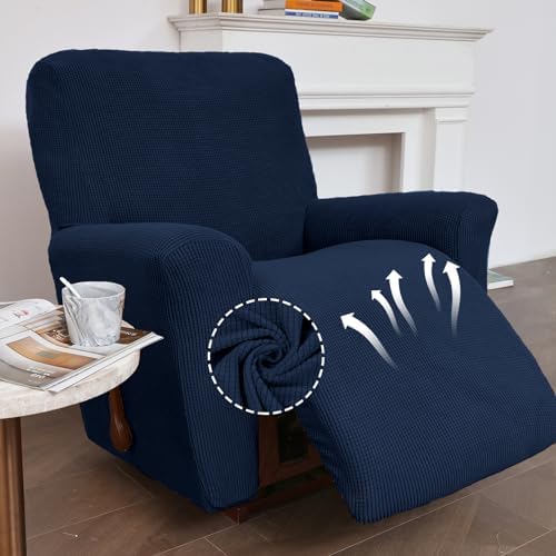 KEKUOU Recliner Chair Cover Navy Blue 1 Piece 1