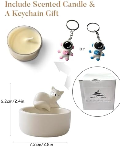 AntExpanse Fox Candle Holder Set with Scented Candle and Keychain