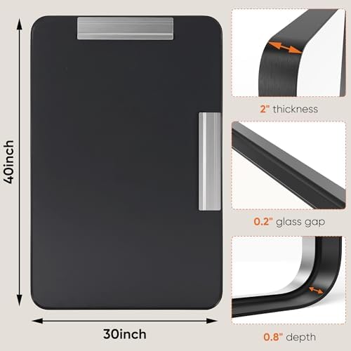 DUMOS 30x40 Inch Black Metal Bathroom Mirror
