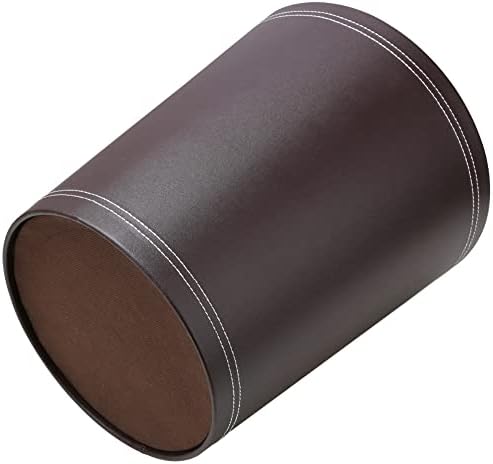 KINGFOM Classic Pu Leather Trash Can for Home and Office