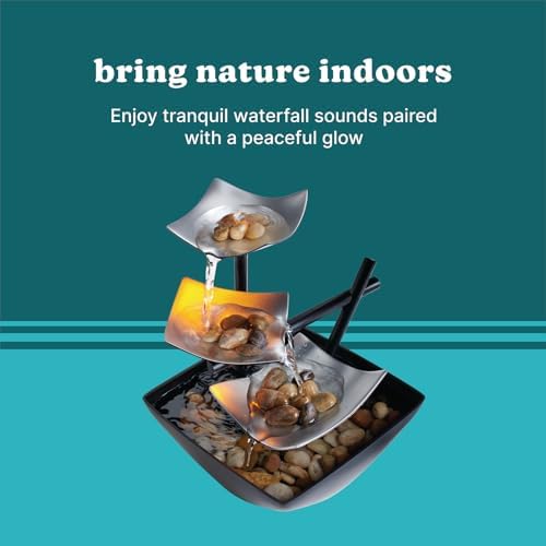 Homedics Tabletop Water Fountain with 3 Tiers and River Rocks