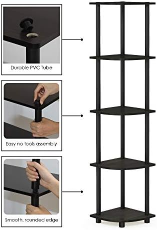 Furinno Turn-N-Tube 5 Tier Corner Display Rack - EspressoBlack