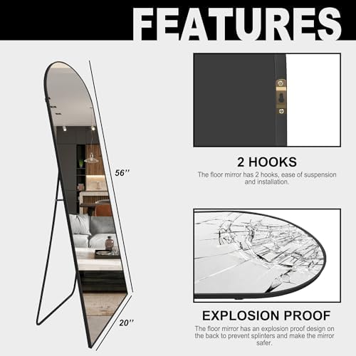 Delma Arched Full Length Mirror with Stand for Home Entryway