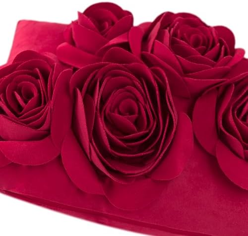 JWH 3D Rose Velvet Pillow Cover 12x20 Inches