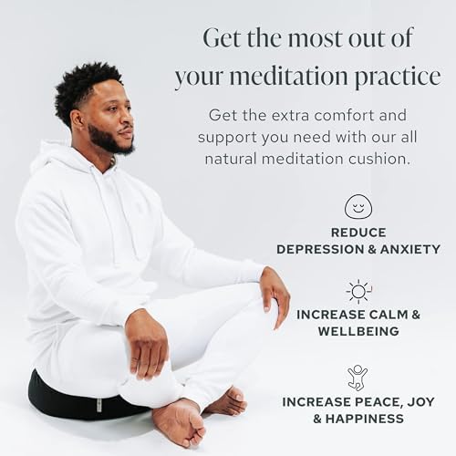 Mindful Modern Large Meditation Cushion with Buckwheat Fill and Cotton Cover