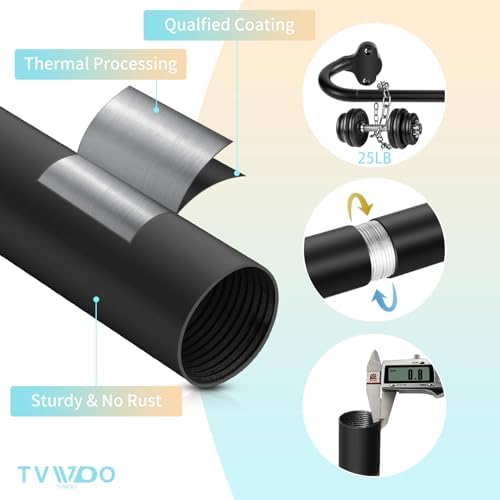 TVWOO Matte Black Wrap Around Curtain Rods 28-48 Inch