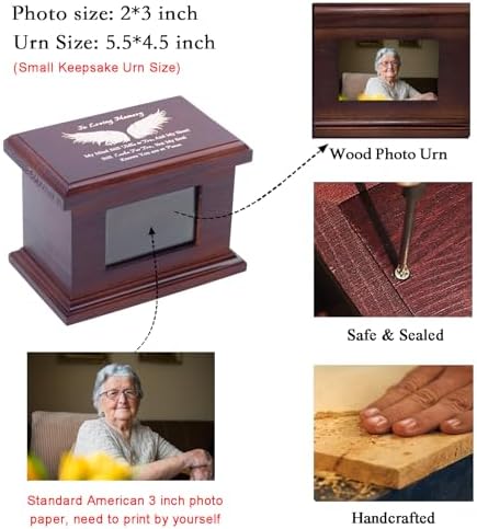 55 Inch Wooden Memorial Urn with Photo Frame - Wing Design