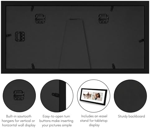 Americanflat 5x7 Double Frame with Shatter-Resistant Glass - Black