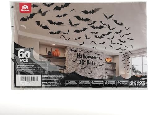 Coogam Halloween Bats Decor Set of 60