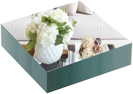 VASUHOME 12 Square Mirror Candle Plates Set of 12