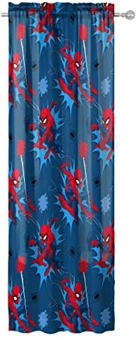 Jay Franco Spiderman Window Drapes Set - 4 Panels with 2 Tiebacks Blue