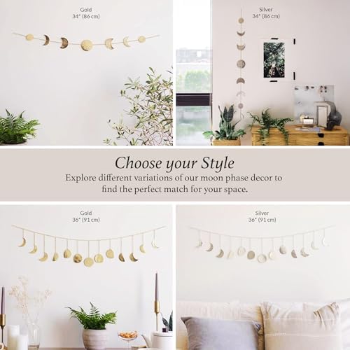 BASE ROOTS Moon Phase Wall Decor 36 Gold Hammered Metal
