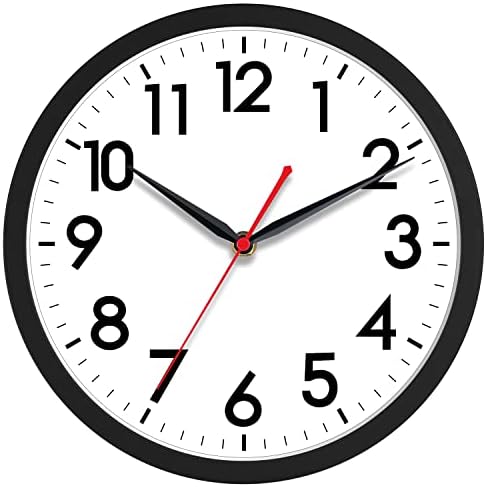 AKCISOT 10 Inch Silent Wall Clock - Analog Black