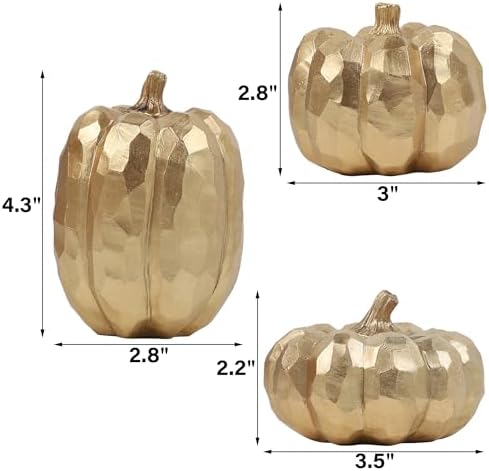 Winemana 3 Pack Gold Artificial Pumpkins