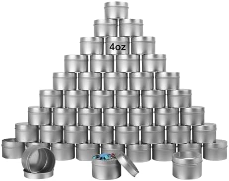 GENHAKON 48-Pack 4 oz Silvery Candle Tins