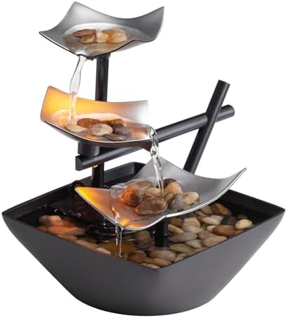 Homedics Tabletop Water Fountain with 3 Tiers and River Rocks