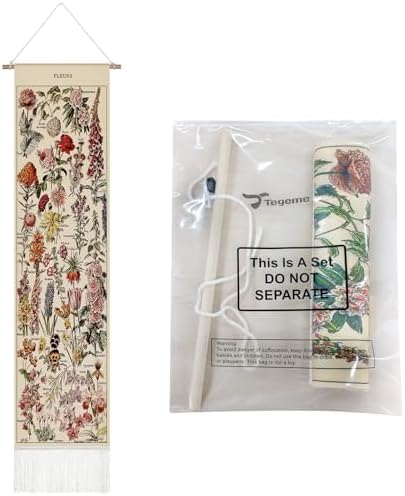 Tegeme Vintage Flower Wall Tapestry 52x13 Inch
