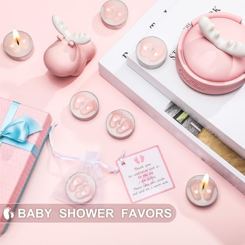 Treela 20 Sets Baby Shower Tea Lights with Organza Bags