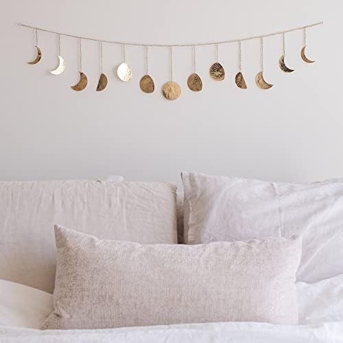 BASE ROOTS Moon Phase Wall Decor 36 Gold Hammered Metal