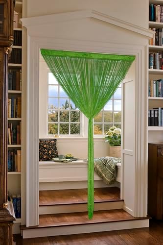 YIIBAII Green Beaded Curtain 39x79 Inches