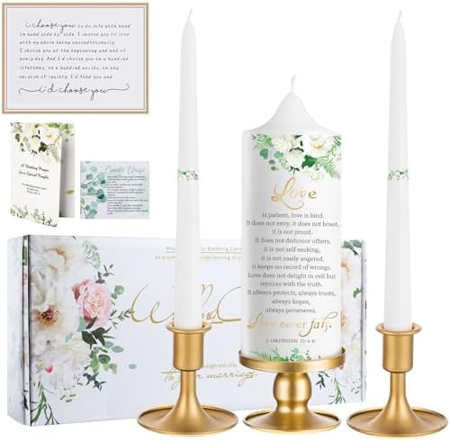 Extrogif Unity Wedding Candles with Gold Holders 1