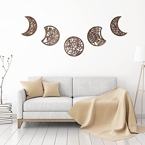 Jetec 5 Pcs Moon Phase Wall Art Decor