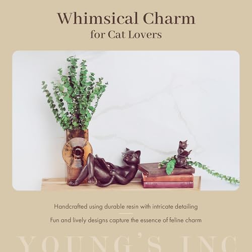Youngs Inc Cute Cat Figurine with Glasses 4 x 3 x 5