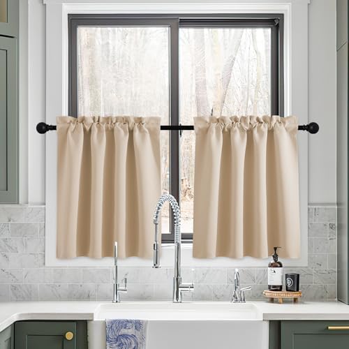NICETOWN Small Curtains Blackout - 2 Panels 34x30 Biscotti Beige