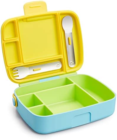 Munchkin Bento Box for Kids with Utensils Green