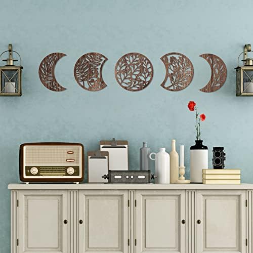 Jetec 5 Pcs Moon Phase Wall Art Decor