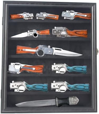 JIANGPAI Military Knife Shadow Box with Acrylic Lockable Display Case