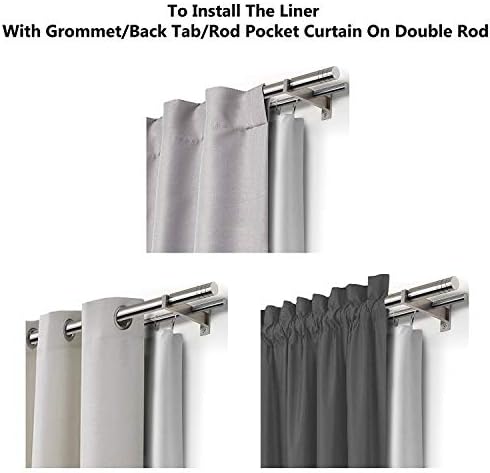 DriftAway Blackout Curtain Liner 2 Panels 50x58 Inch Off White
