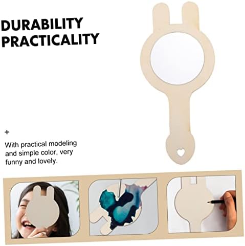 Angoily 12pcs Mini Wooden Hand Mirror DIY Set for Kids