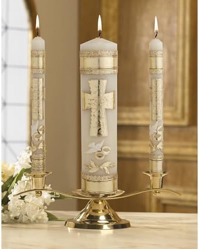 Cross Rings Wedding Candle Unity Set Pack of 2