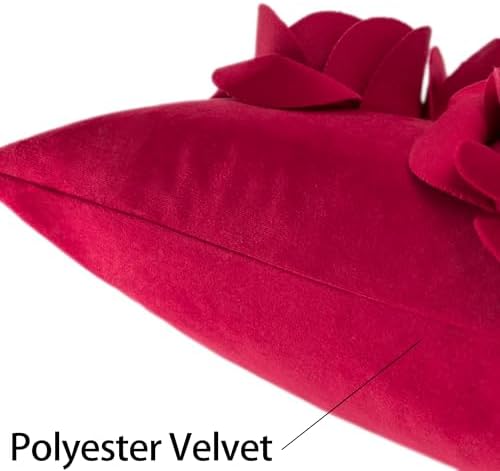 JWH 3D Rose Velvet Pillow Cover 12x20 Inches