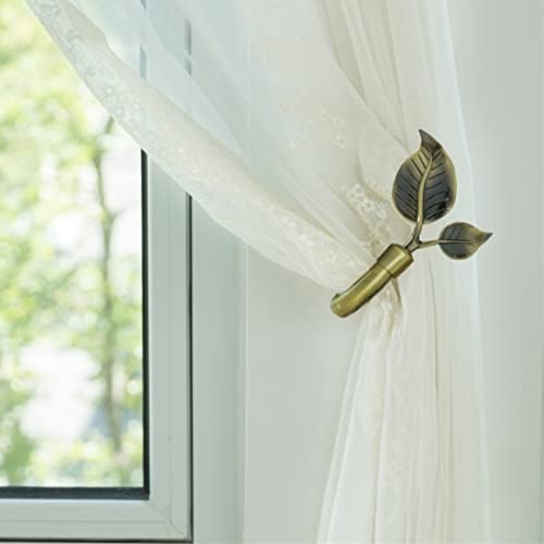 HIKMLK Leaf Shaped Curtain Holdbacks 2pcs Antique Brass 1