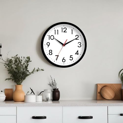 DAXSMY 8 Inch Silent Wall Clock Black