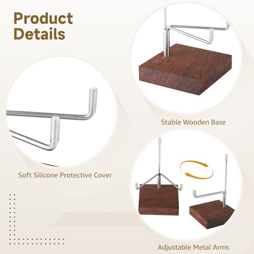 4 Pcs Walnut Crystal Display Stands with Adjustable Metal Arms 1