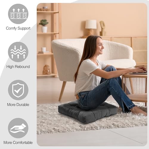 PAROLL Floor Pillow Cushions Set of 2 Dark Grey