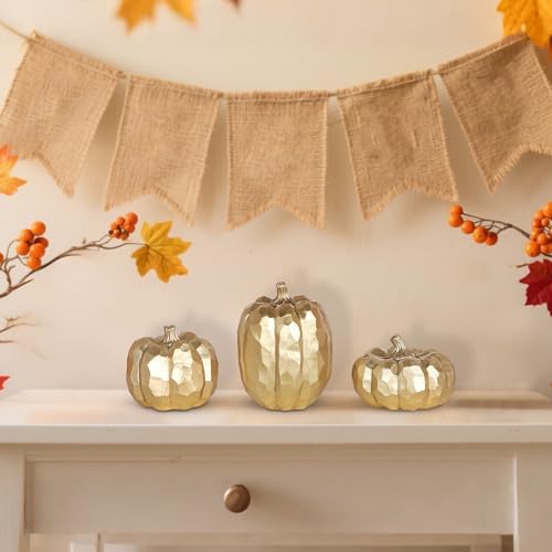 Winemana 3 Pack Gold Artificial Pumpkins