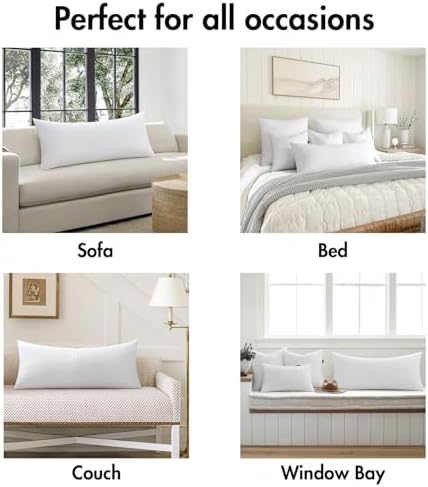 MIULEE 14x36 Inch Pillow Insert - Premium Microfiber Stuffer for Sofa and Bed