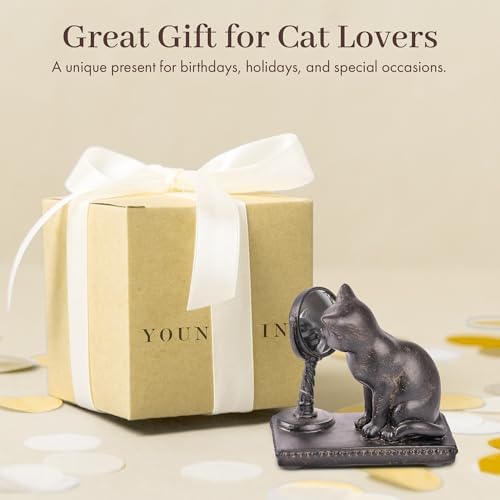 Youngs Inc Cute Cat Figurine with Glasses 4 x 3 x 5