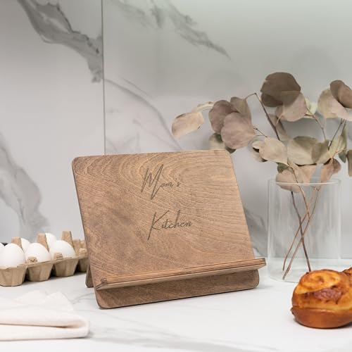 Enjoy The Wood Cookbook Stand - Personalized Wooden Recipe Book Holder