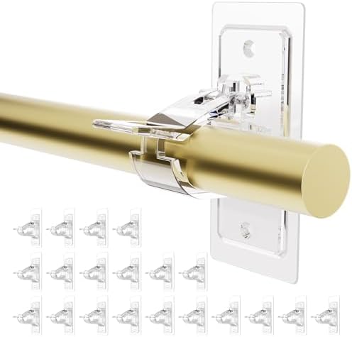 MUAKIOY Clear Curtain Rod Holders 20 Pack No Drilling 1
