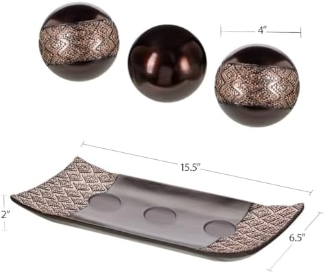 Creative Scents Dublin Brown Decor Tray and Orb Set
