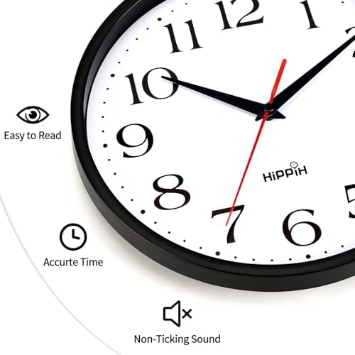HIPPIH 2 Pack Silent Digital Wall Clocks 10 Inch Black